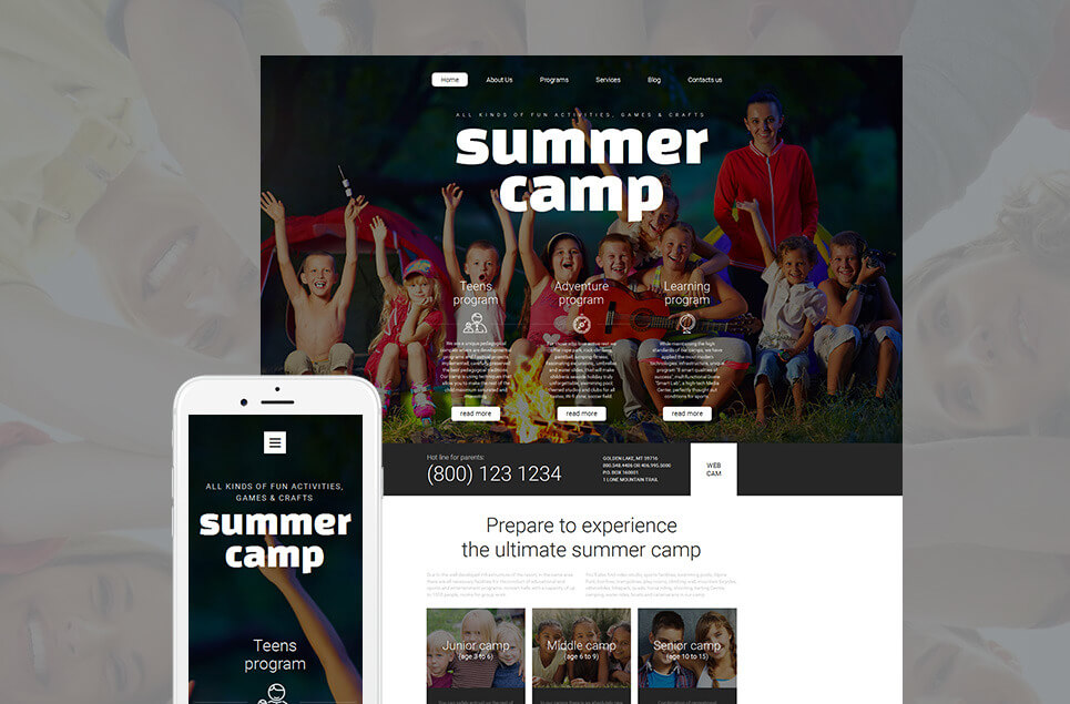 Summer Camp Responsive Moto CMS 3 Template