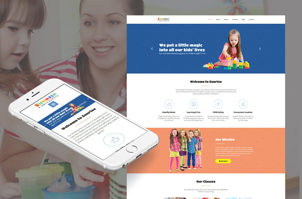 Sunrise - Kids Center & Kindergarten Moto CMS 3 Template