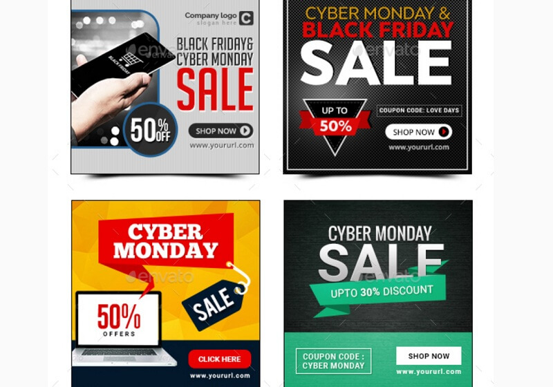 Cyber Monday Banners Bundle - 9 Sets - 204 Banners