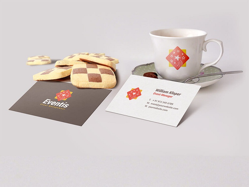Business Card And Coffee Cup Scene