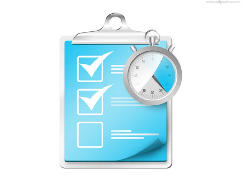 Checklist with stopwatch icon