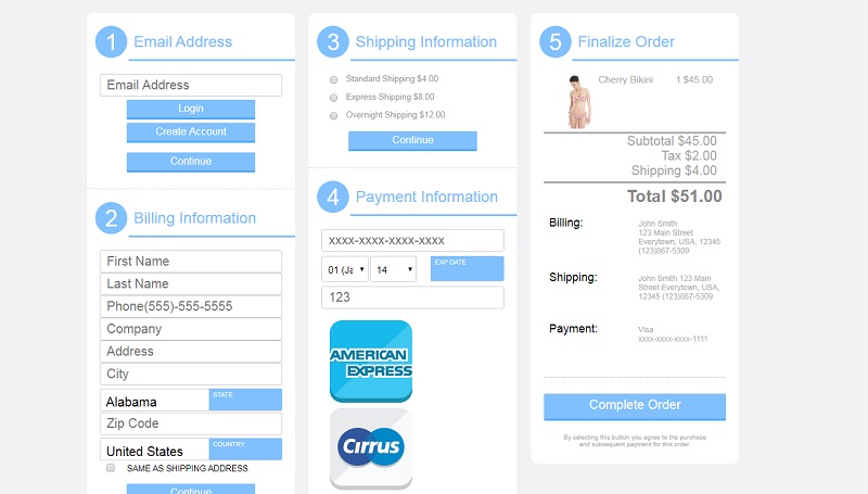 Column Column Checkout Style Form