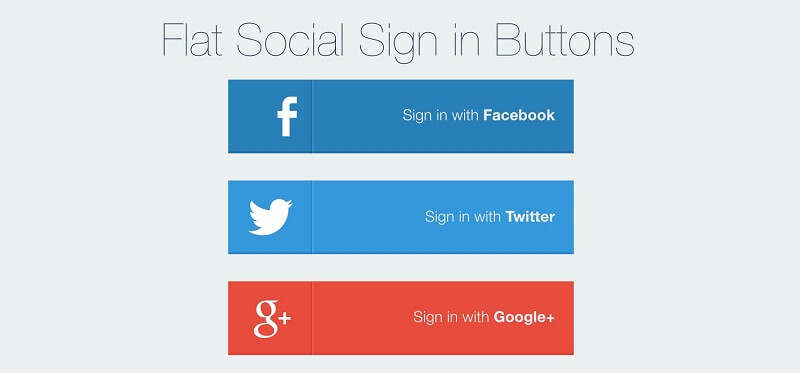 Flat Social Sign In Buttons