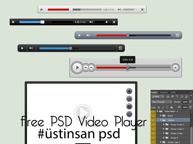 Free Video Player Psd