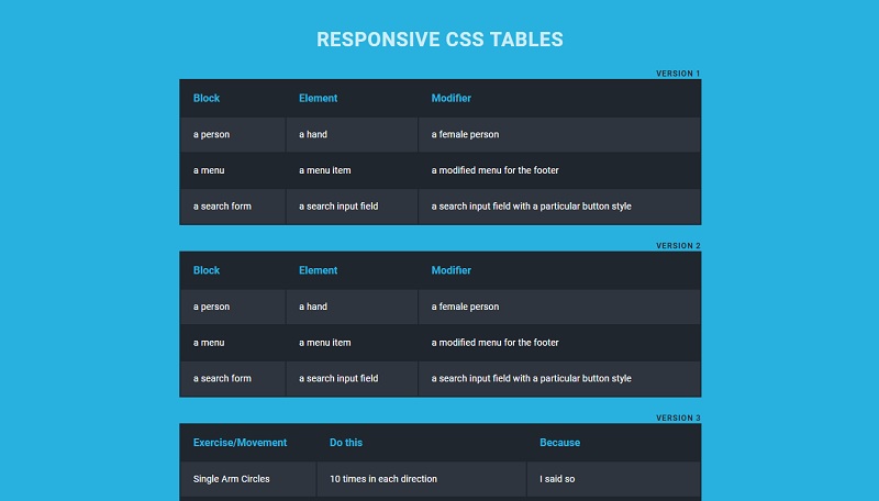 Responsive CSS Tables