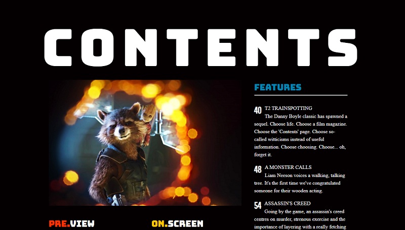Magazine Layout - Contents Page