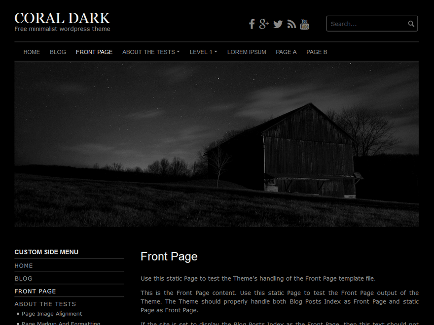 Coral Dark: free portfolio theme wordpress