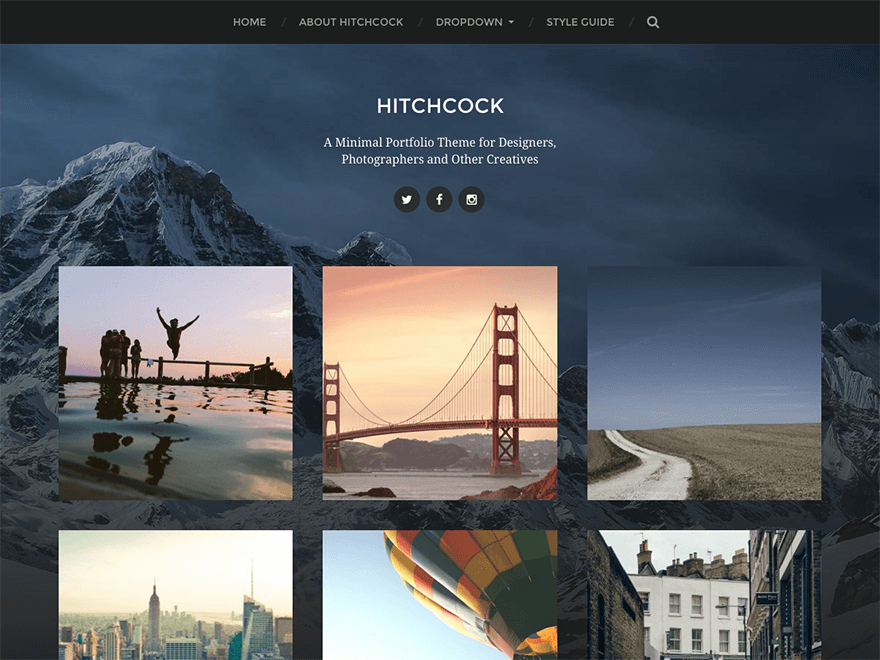 Hitchcock: best portfolio wordpress themes free