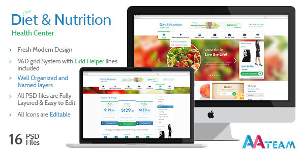 Diet & Nutrition Health Center – PSD Template