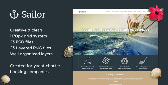 Sailor - Yacht Charter Booking PSD Template