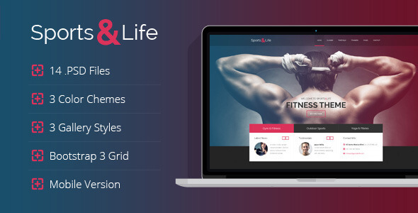Sports&Life - Gym & Fitness PSD Template
