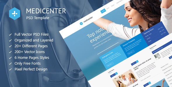 MediCenter - Medical Health PSD Template