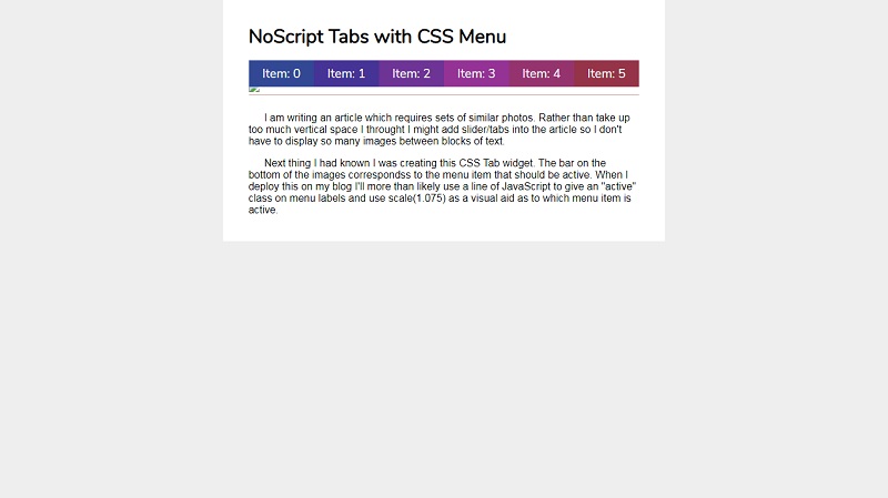 NoScript Tabs Menu With Images