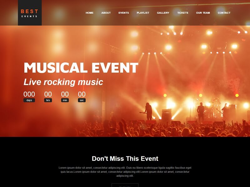 Best Event: best music website templates