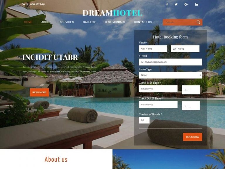hotel management website project in html