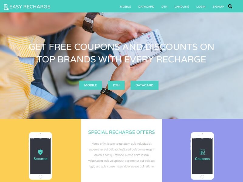 Easy Recharge: free template for ecommerce website