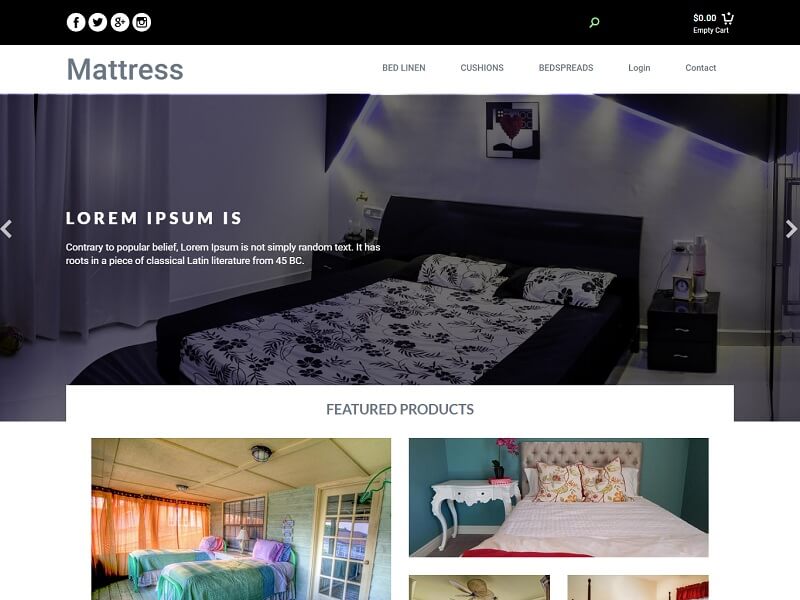 Mattress: ecommerce website free download