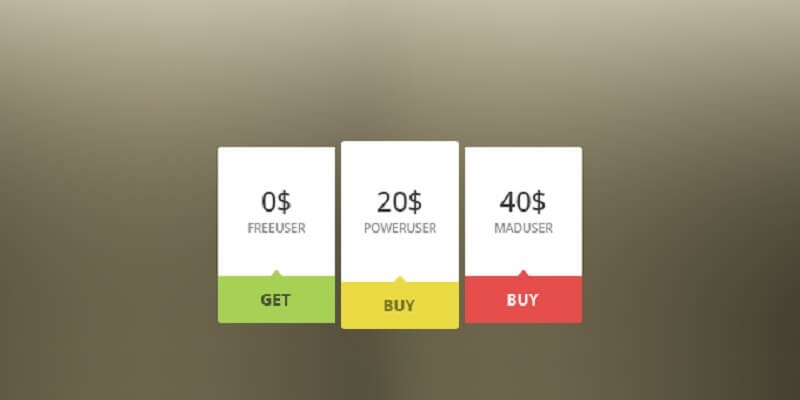 Free Pricing Table PSD