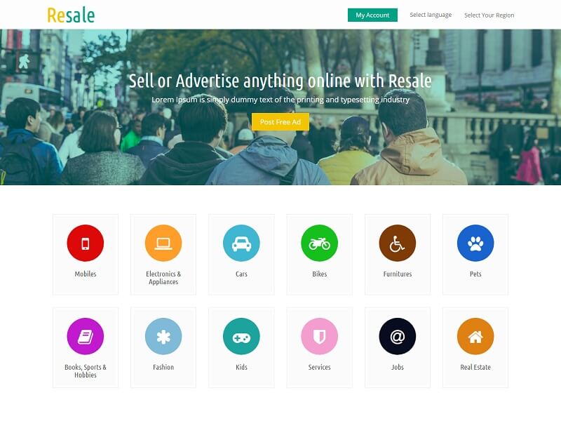 Resale: ecommerce bootstrap template free