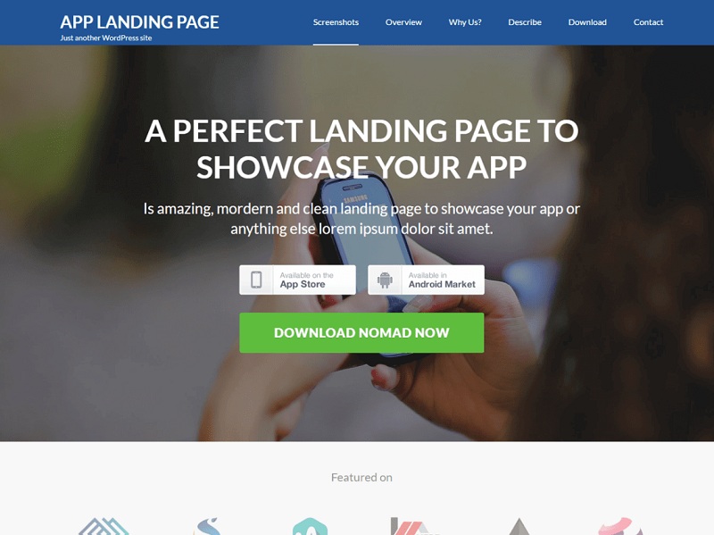 App Landing Page: free app landing page WordPress theme