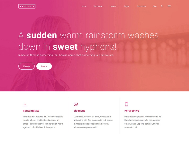 Esotera: wordpress free landing page theme