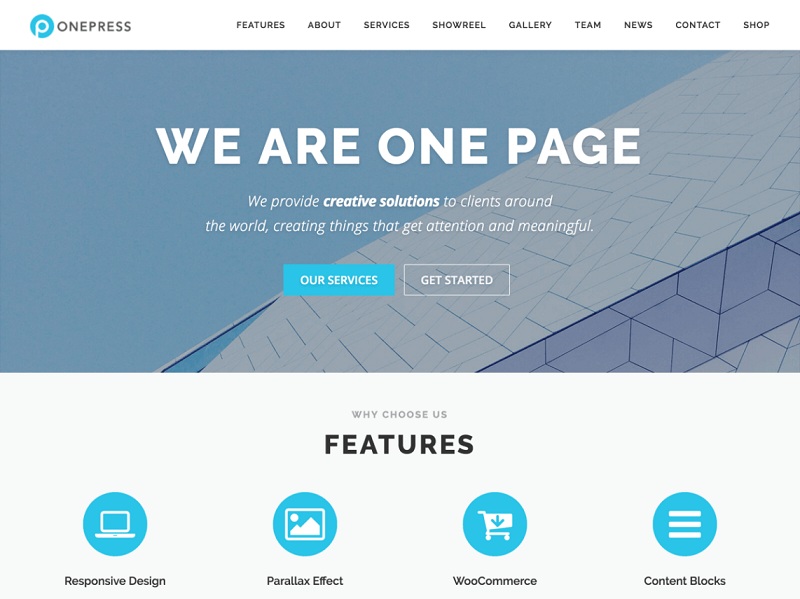 OnePress: best free wordpress theme for landing page