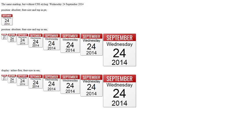 Semantic HTML/CSS calendar-style date display