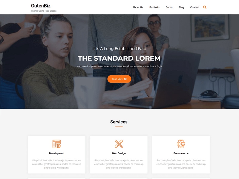 Gutenbiz: free portfolio wordpress templates