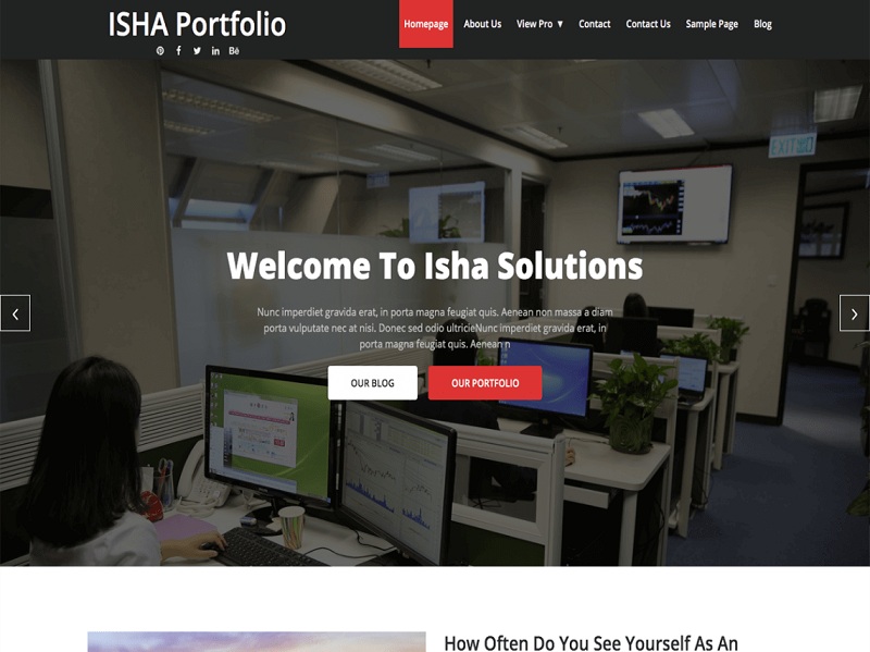 Isha: best free portfolio themes wordpress