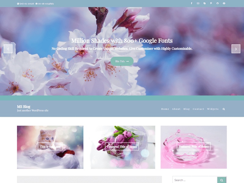 Million Shades: wordpress theme free landing page