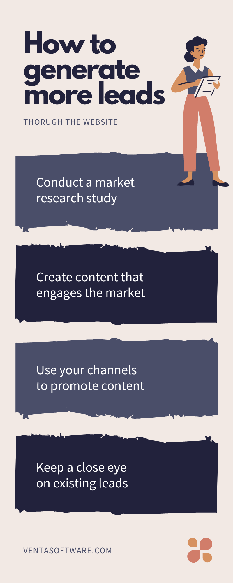 How to Generate Leads Business Checklist Flowchart Infographic (1)