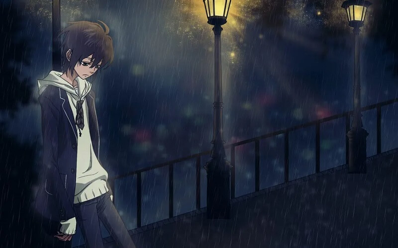 Alone Sad Anime Boys On The Corner Wallpaper