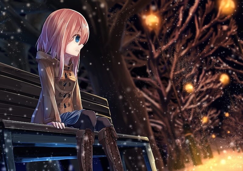 Anime Girl Alone, anime, girl, alone, sad, HD wallpaper