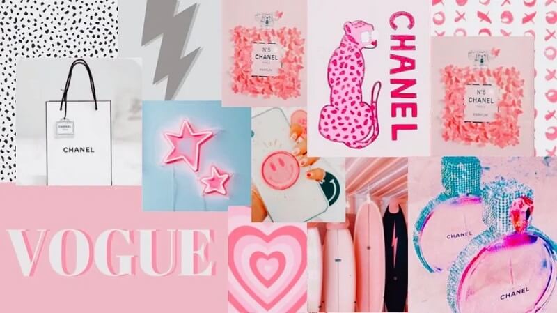 Preppy Fashion Collage Desktop Wallpaper