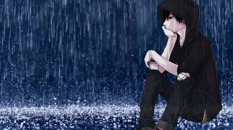 Sad Anime 4k Boy Crying With His Hood Up Wallpaper