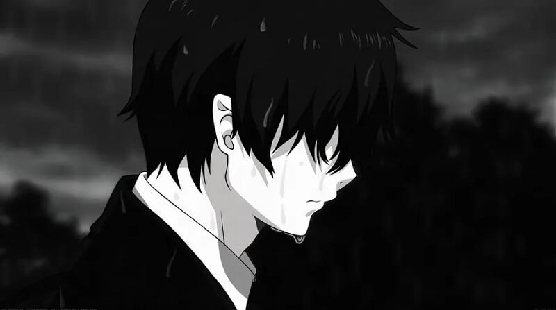 Sad Anime Black And White Aesthetic Wallpaper