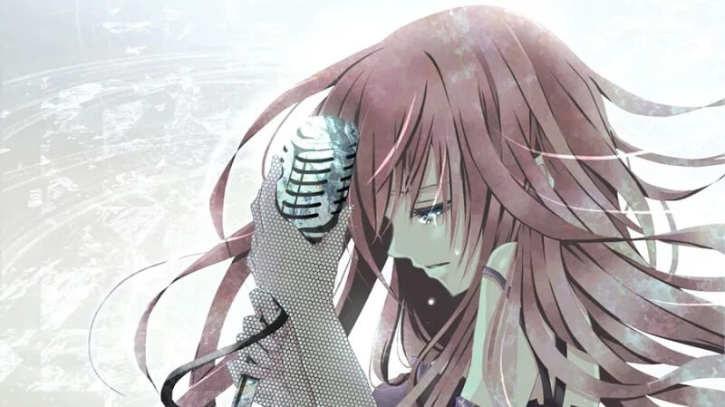 Sad Anime With Microphone Aesthetic Wallpaper