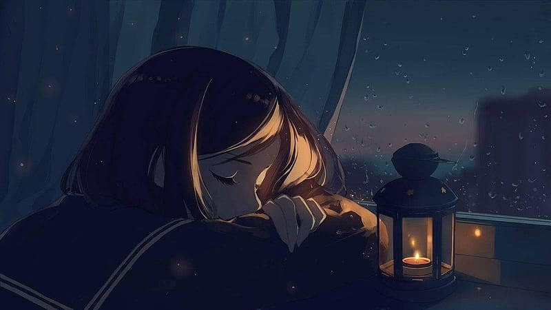 Sleeping Anime Sad Girl, HD wallpaper