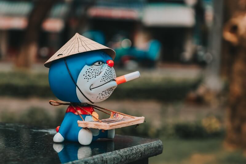 A Smoking Doraemon Figure
