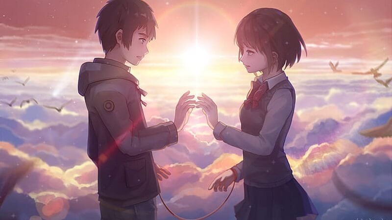Anime Boy Girl Couple Silhouette Background Anime Couple