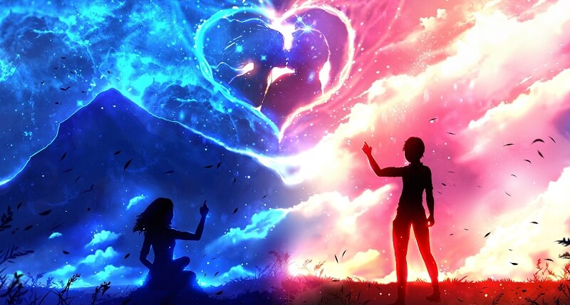 Anime Couple Silhouette Heart