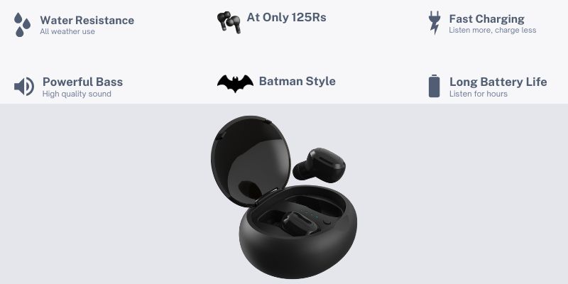 Highlights of the Batman Style Wireless Bluetooth Earphones