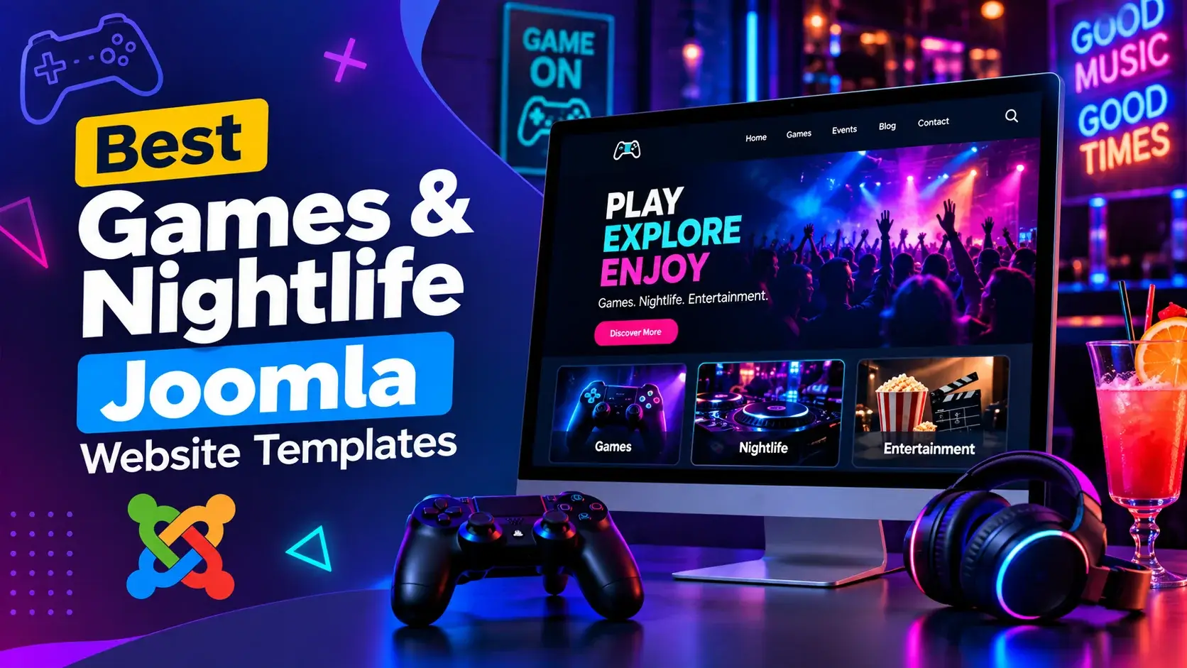 18 Best Games And Nightlife, Entertainment Joomla Website Templates 2026