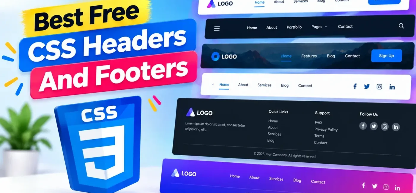 30 Best Free CSS Headers And Footers In 2026