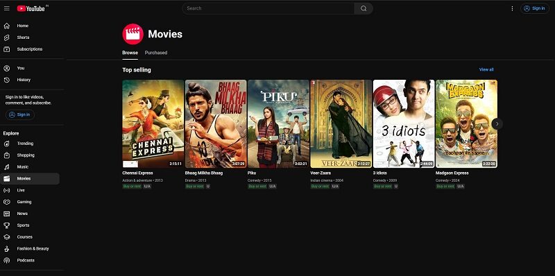 Youtube Movies